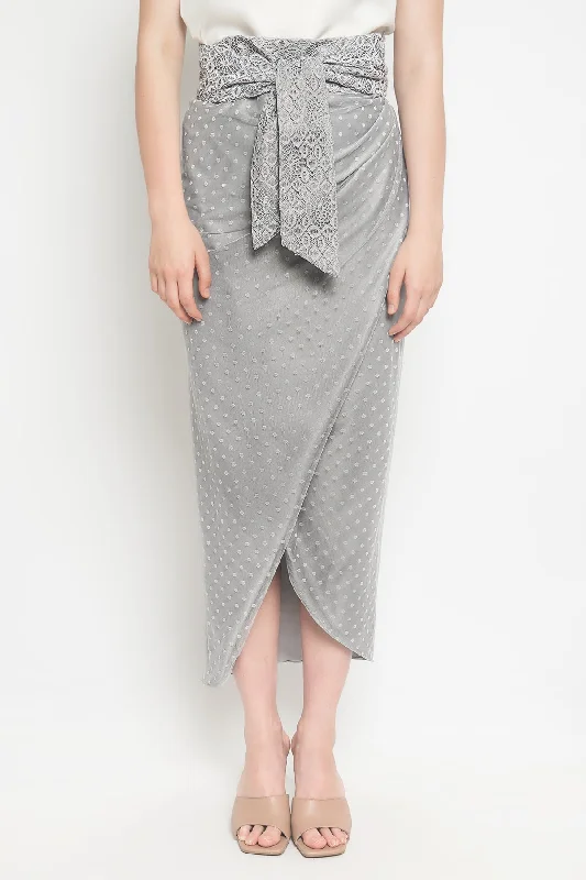 Agnes Skirt in Grey silk skirt sleek