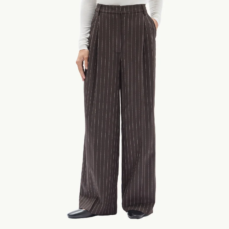 Sofia Wool Pinstripe Pant - Chestnut Stripe Modern Skinny Pants