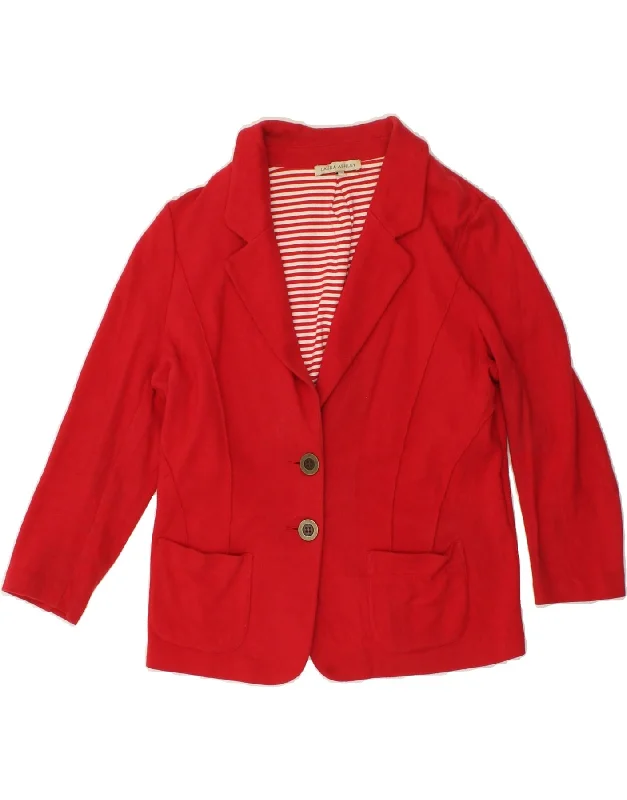 LAURA ASHLEY Womens 2 Button Blazer Jacket UK 16 Large  Red Cotton Elasticated Jacket Padded Jacket Insulated Jacket