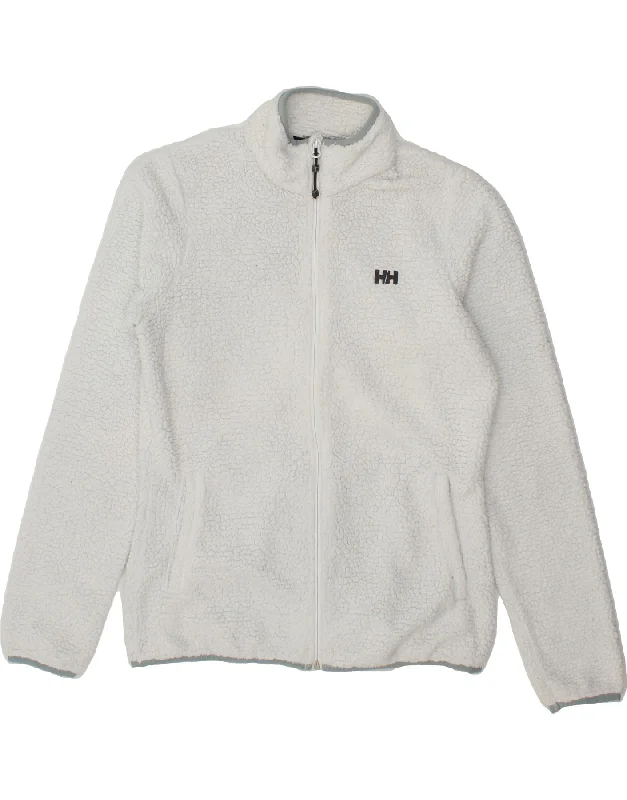 HELLY HANSEN Womens Fleece Jacket UK 12 Medium White Snapped Jacket Toggled Jacket Drawstring Jacket