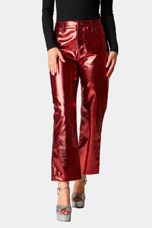 Travolta High-Rise Metallic Pants - Bronze Classic Stretch Pants