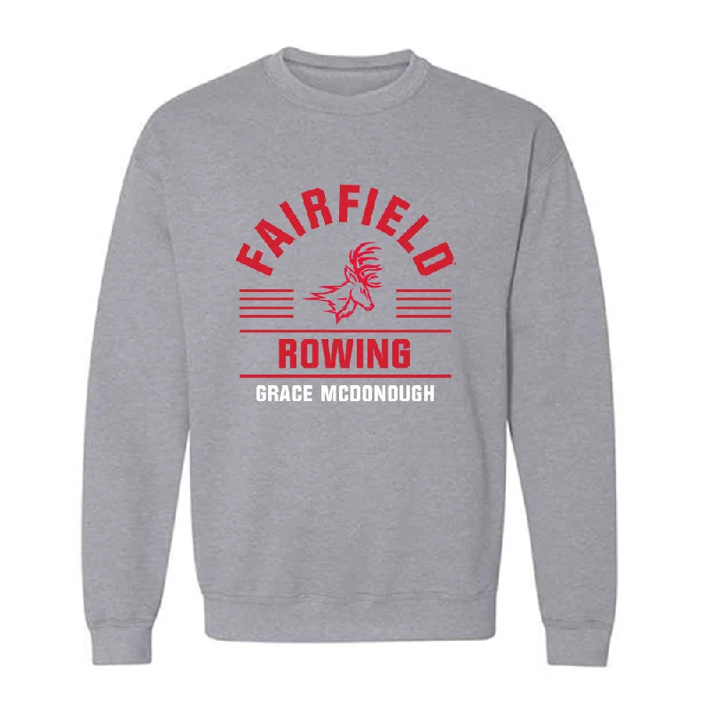 Fairfield - NCAA Women's Rowing : Grace McDonough - Classic Fashion Shersey Crewneck Sweatshirt Hoodie with Velcro Closure Adjustable Secure