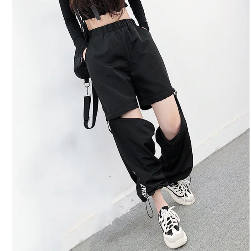 Zipper Knee High Waist Loose Pants Unisex Soft Stretch Trousers