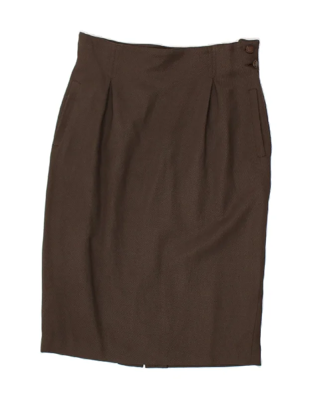 TRUSSARDI Womens Pencil Skirt IT 46 Large W32 Brown Wool tiered skirt playful