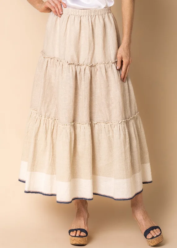 Davina Linen Blend Skirt in Latte cashmere skirt plush