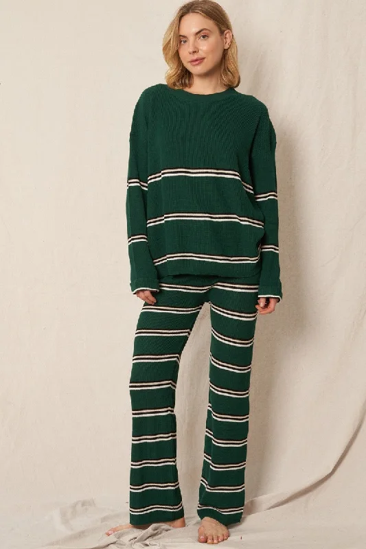 STRIPED KNIT DRAWSTRING PANT Formal Linen Trousers