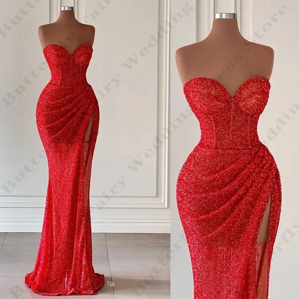 Wjczt Sexy Mermaid Backless Evening Dresses Fashion Off Shoulder Sleeveless High Split For Women Elegant Fascinating New Prom Gowns Tunics New arrival