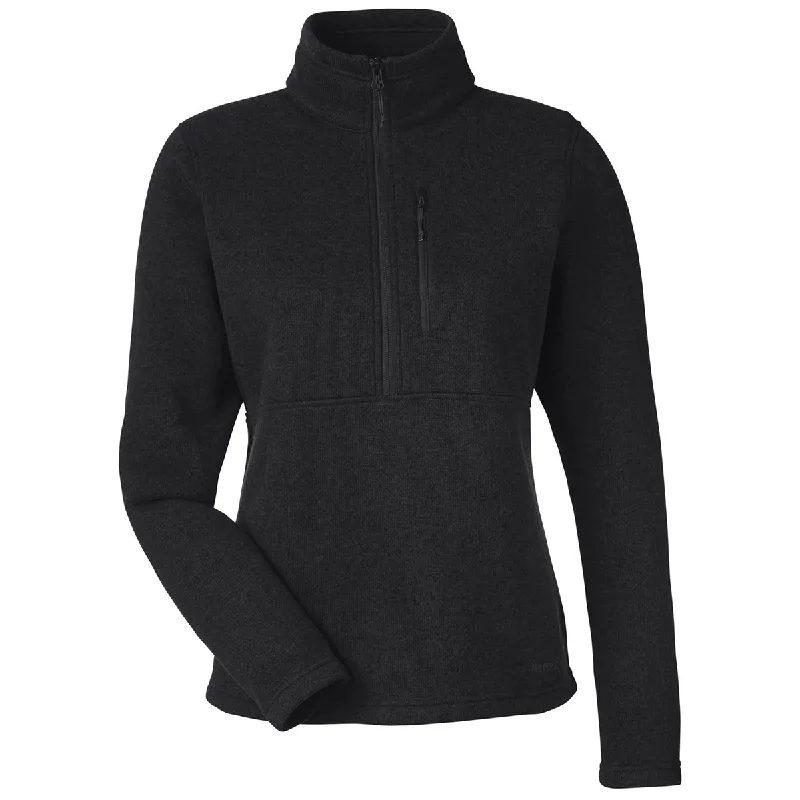 Marmot Women's Black Dropline 1/2 Zip Sweater Fleece Jacket Spandex Rayon Corduroy