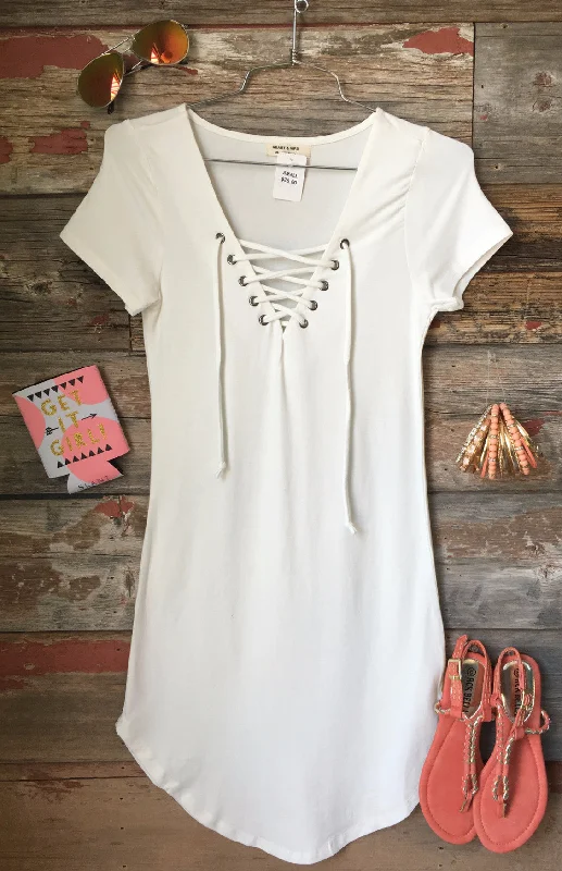 Fun in the Sun Tie Dress: White Tunics Fall fleece