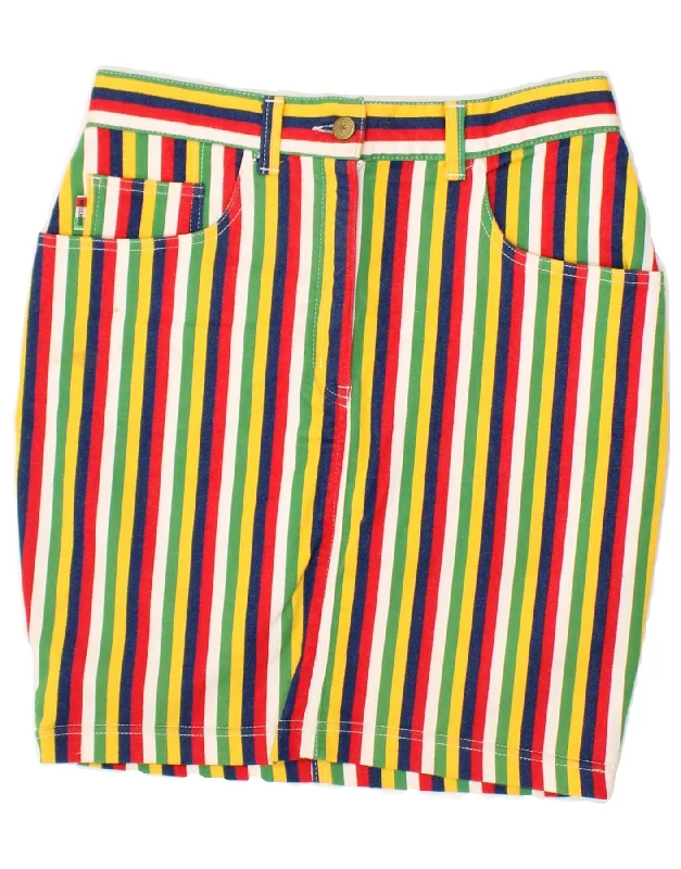 MOSCHINO Womens Pencil Skirt UK 16 Large W32 Multicoloured Striped Viscose cashmere skirt soft