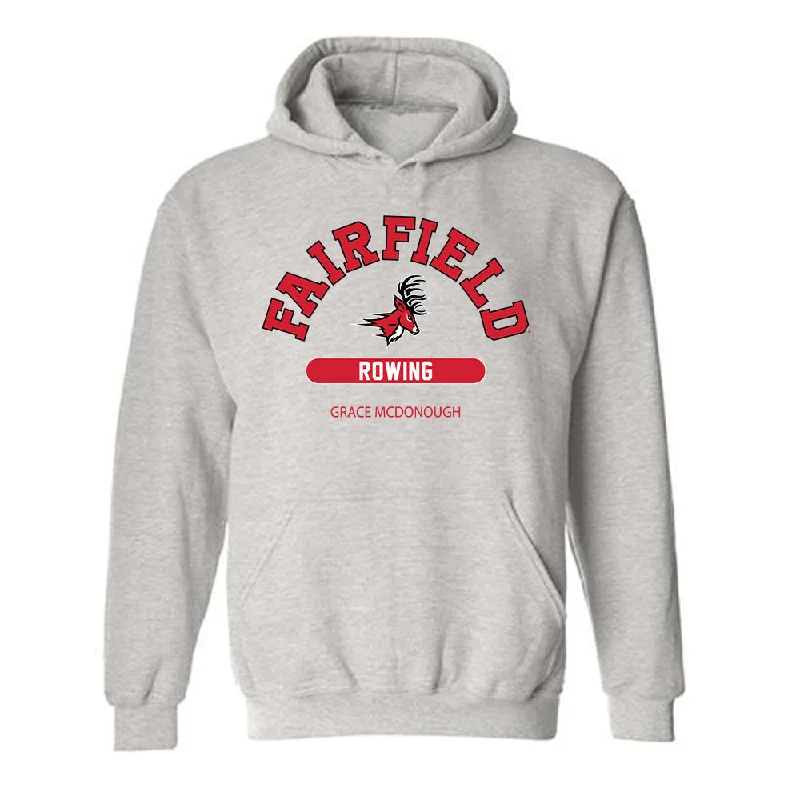 Fairfield - NCAA Women's Rowing : Grace McDonough - Classic Fashion Shersey Hooded Sweatshirt Hoodie with Button Placket Classic Preppy