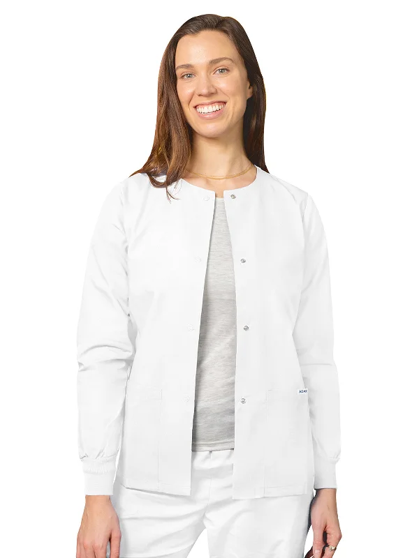 Women's Round Neck Scrub Jacket Tiered Jacket Buttoned Jacket Zippered Jacket