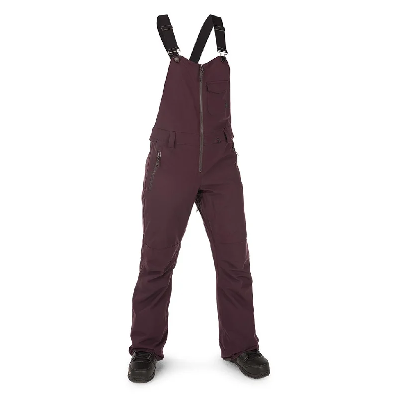 Volcom 2023 Womens Swift Bib Pant - Black Plum Casual Plaid Pants