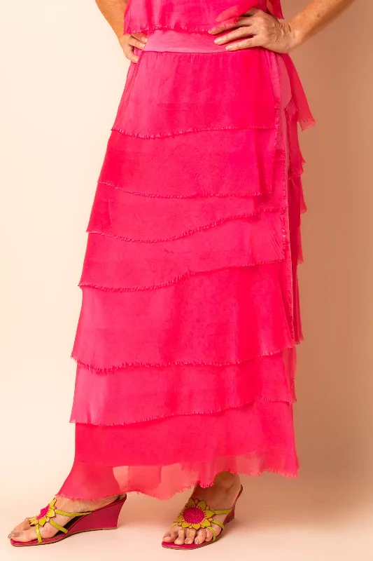 Fifi Silk Skirt in Raspberry Sorbet lightweight skirt design