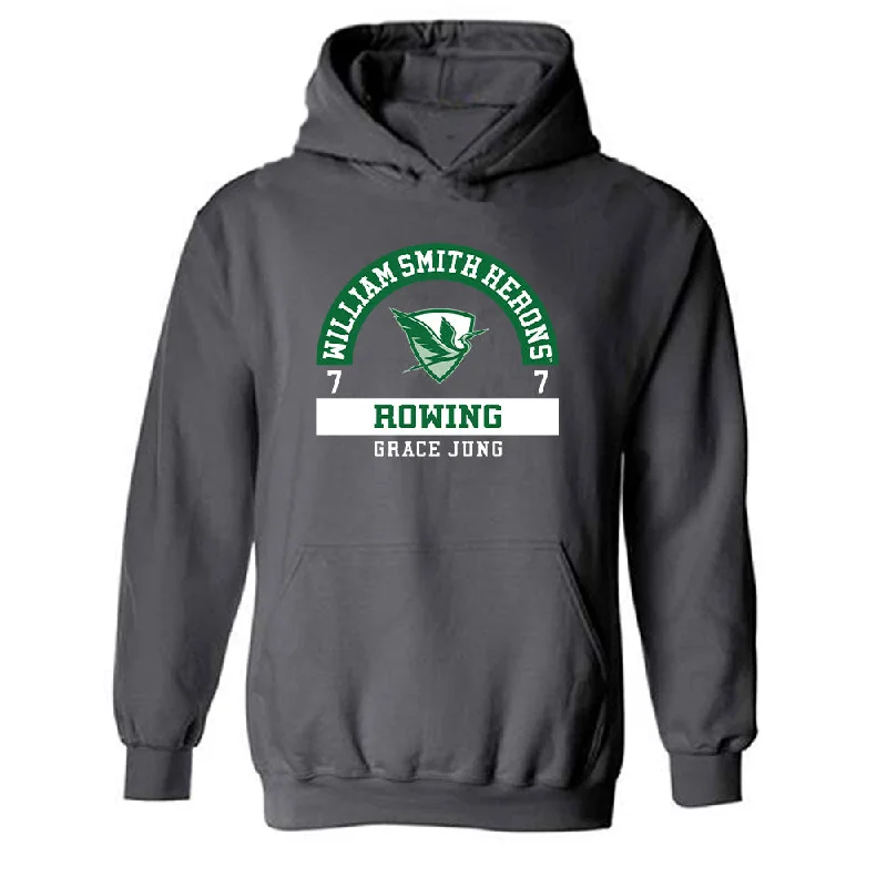 HWS - NCAA Women's Rowing : Grace Jung - Classic Fashion Shersey Hooded Sweatshirt Hoodie with Front Slit Layering Stylish