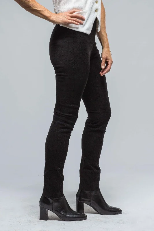 Tania Stretch Suede Pant In Black Elegant Dress Pants