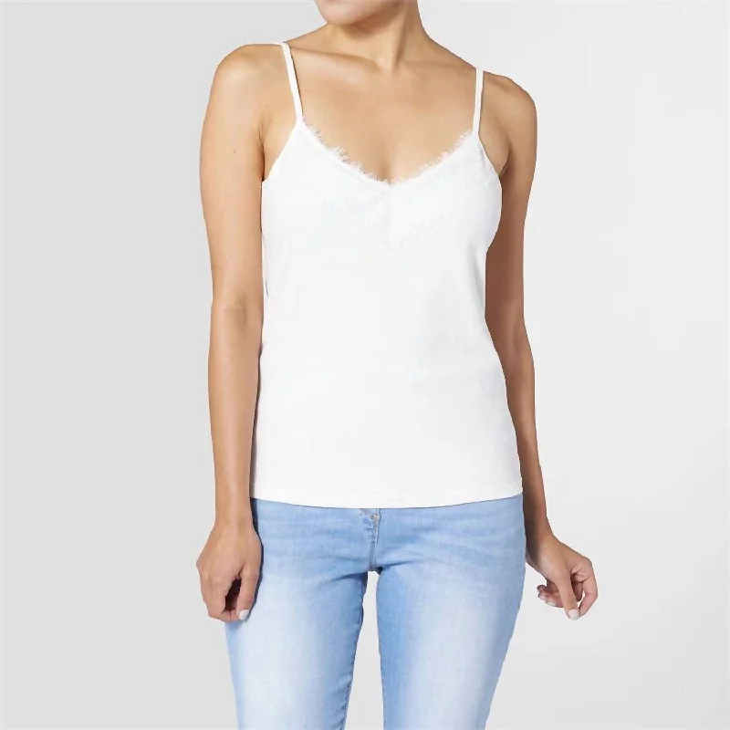 Belinda Lacey Tank In White coral tank top