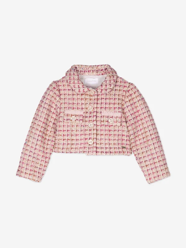 Patachou Girls Tweed Jacket in Pink Satin Jacket Silk Jacket Chiffon Jacket