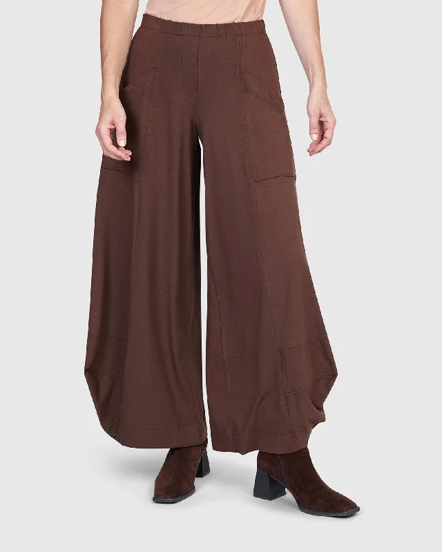 Essential Punto Pockets Pants, Umber Trendy High-Waist Trousers