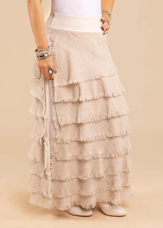 Julie Linen Skirt in Latte midi skirt versatile