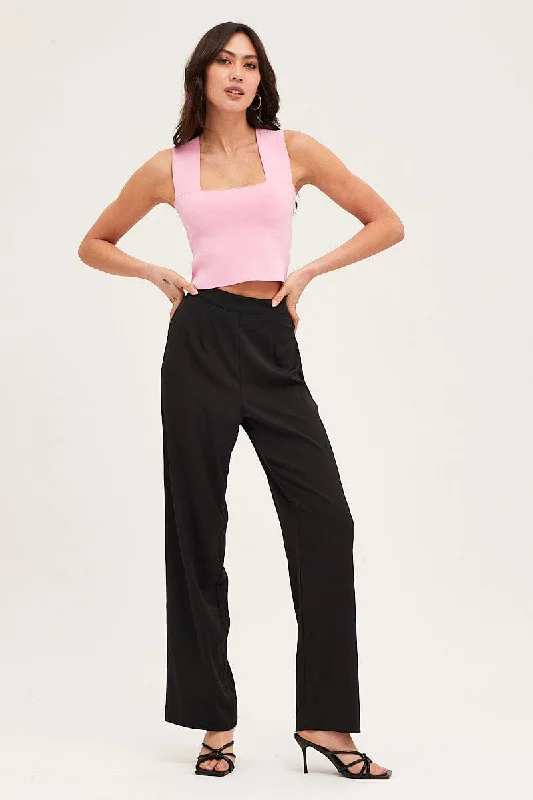 Black Wide Leg Pant Trendy Palazzo Pants