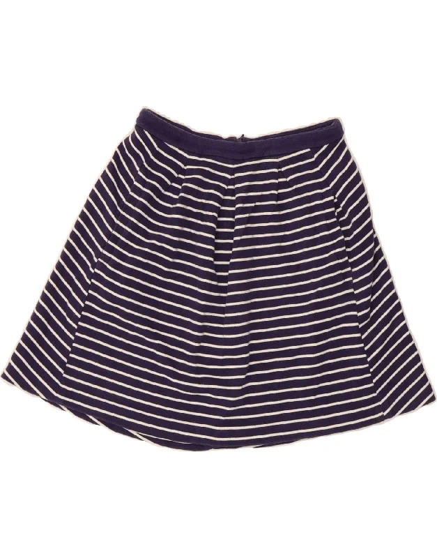 BODEN Womens A-Line Skirt UK 14 Medium W30  Navy Blue Striped leather skirt bold