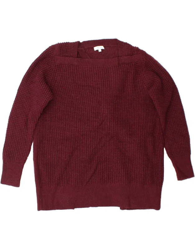 REISS Womens Boat Neck Jumper Sweater UK 16 Large Burgundy Wool Machine Wash Dry Clean Hand Wash