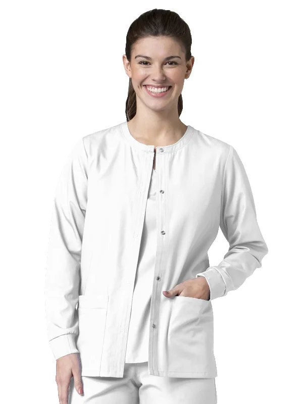 Women's Four-Pocket Warm-Up Scrub Jacket Welt Pockets Slit Pockets Flap Pockets