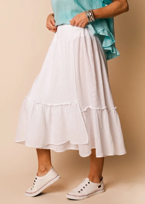 Elva Linen Skirt in White maxi skirt elegant