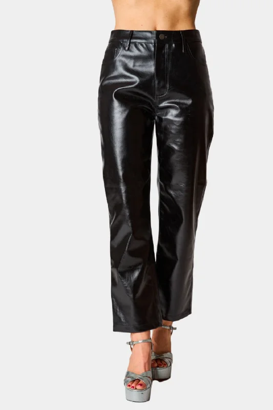 Travolta High-Rise Metallic Pants - Onyx Casual Track Pants