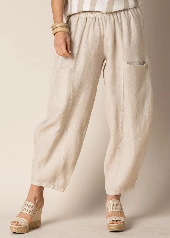 Florencia Linen Pants in Latte Comfortable Jogging Pants