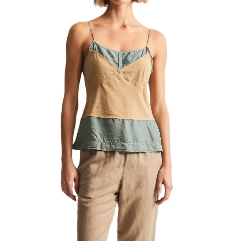 Fulani Tank Top In Khaki fitted tank top