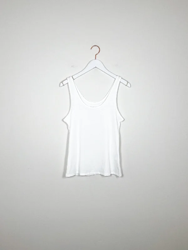 6397 - Scoop Tank - White peekaboo tank top