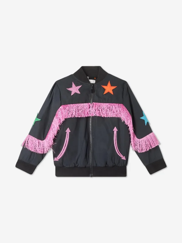 Stella McCartney Girls Cowgirl Jacket in Black Zippered Front Buttoned Front Snap Front