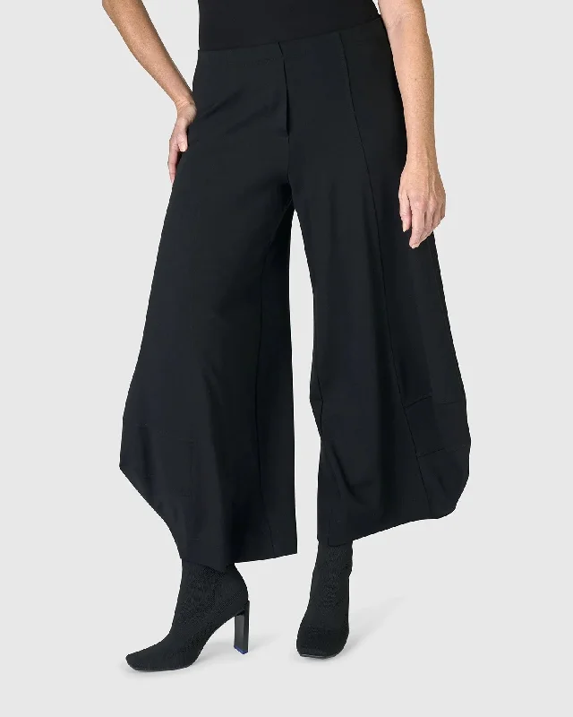 Winnie Punto Pants, Black Elegant Wool Trousers