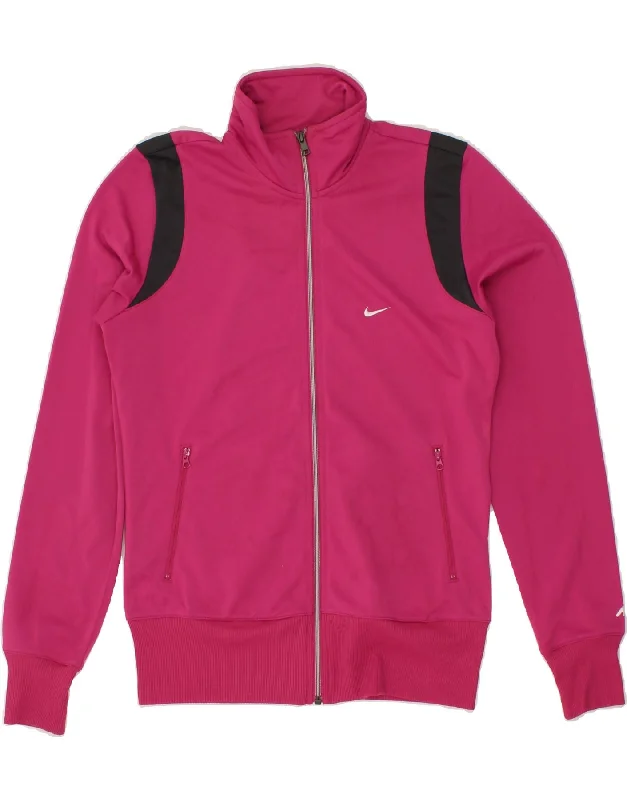 NIKE Womens Tracksuit Top Jacket UK 14 Medium Pink Colourblock Polyester Striped Jacket Polka Dot Jacket Floral Jacket