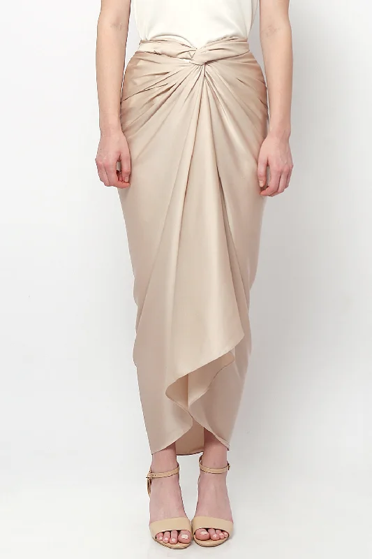 Aisyah Lilit Skirt in Nude velvet skirt luxurious