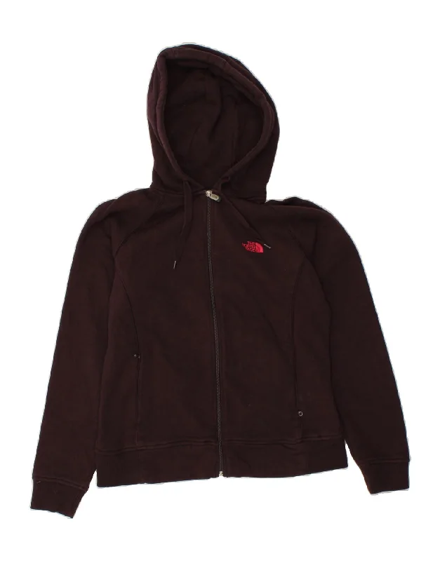 THE NORTH FACE Womens Graphic Zip Hoodie Sweater UK 14 Large Burgundy Hooded Caped Shawl Collar