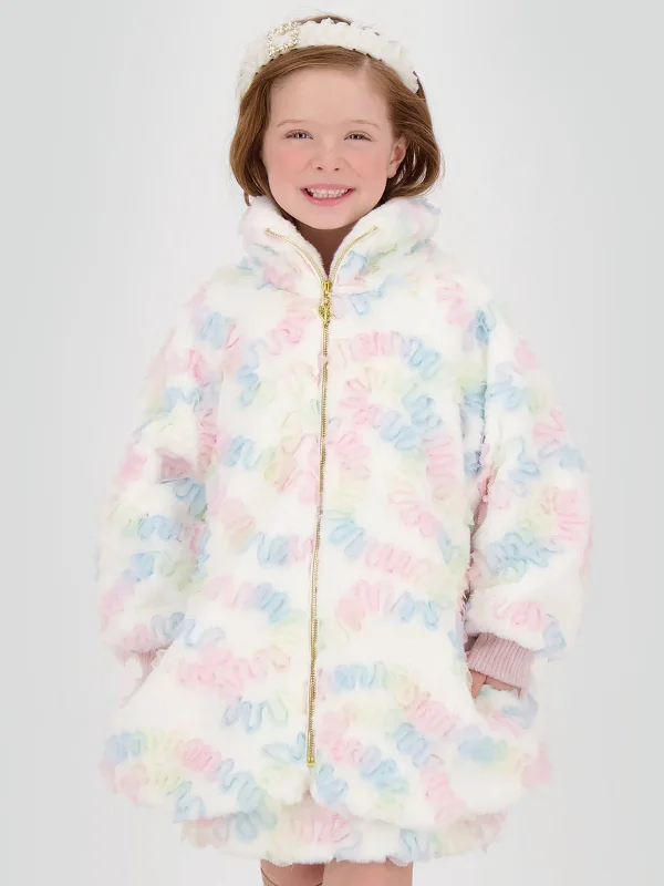 Angels Face Girls Oscars Pastel Fur Jacket in White Wool Jacket Cashmere Jacket Tweed Jacket