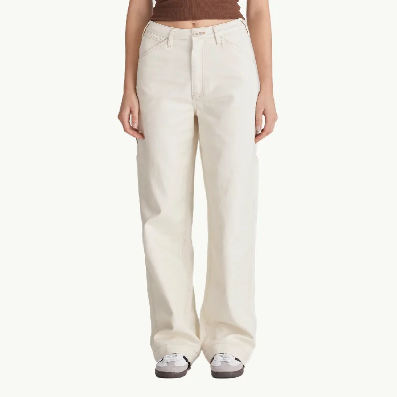 Women's Carpenter Pant - Ecru High-Waist Yoga Pants