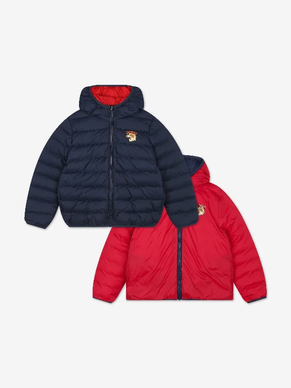 KENZO Kids Reversible Down Jacket in Navy Striped Jacket Polka Dot Jacket Floral Jacket