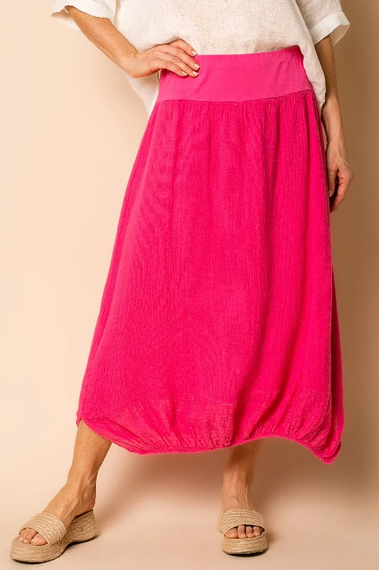 Leela Linen Skirt in Raspberry Sorbet a-line skirt cut