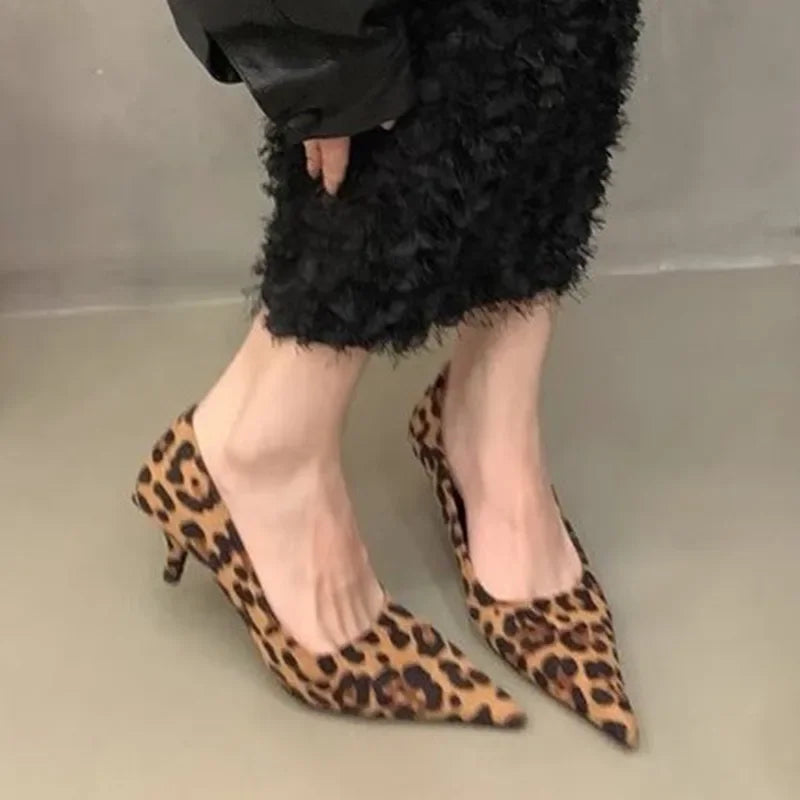 Wjczt Pointed Toe Leopard Sexy High Heels Women Shoes Autumn 2024 Designer Elegant Dress Party Shoes Fashion Goth Pumps New Stilettos Tunics Handmade artisanal