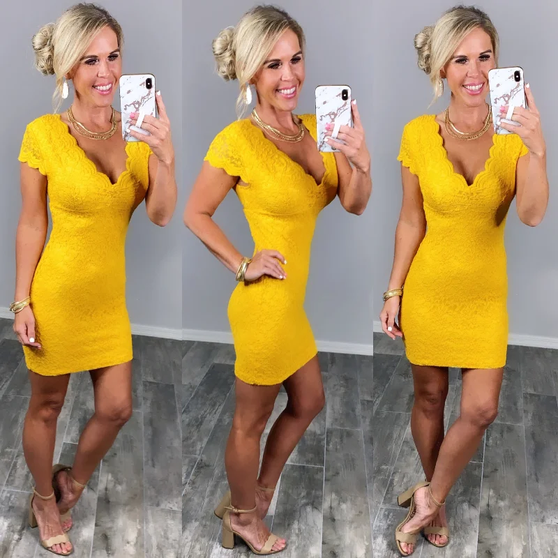 Thriving All Night Dress - Mustard empire Waist empire