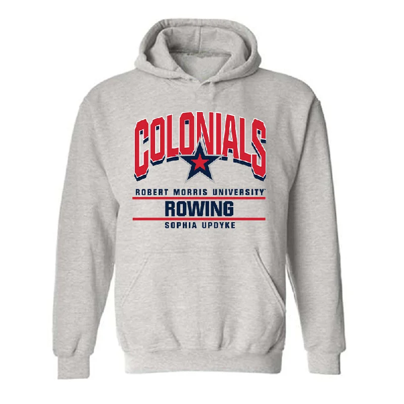 Robert Morris - NCAA Women's Rowing : Sophia Updyke - Classic Fashion Shersey Hooded Sweatshirt Hoodie with Pocket Utility Practical