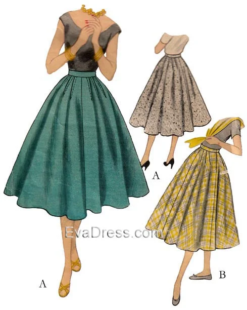 1955 Skirt with Outside or Inside Hip Darts Sk50-3307 casual skirt length