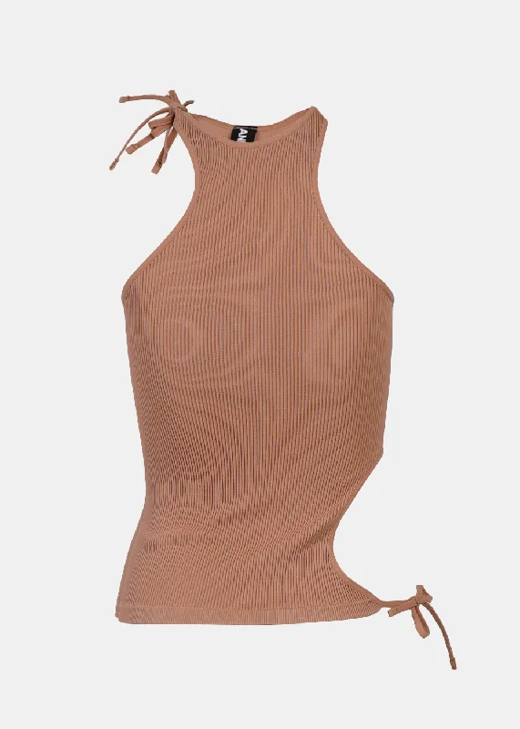 Brown Halterneck Tank Top ivory tank top