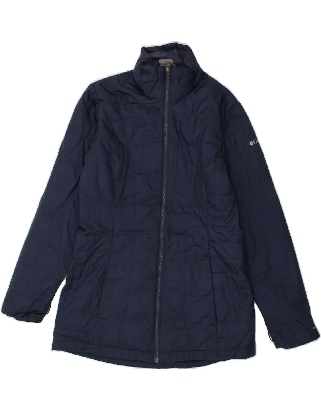 COLUMBIA Womens Padded Jacket UK 14 Medium Navy Blue Polyester Fleece Jacket Down Jacket Feather Jacket