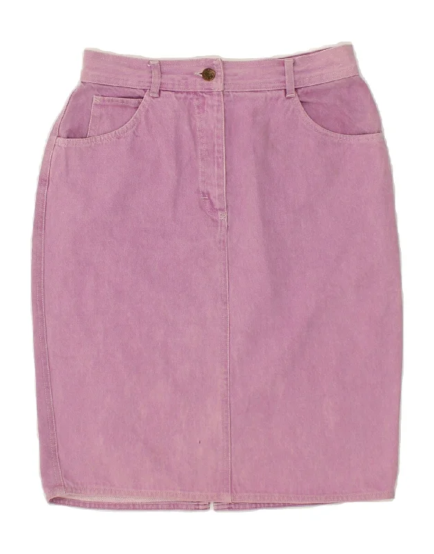 NEWPENNY Womens Denim Skirt UK 16 Large W28  Pink Cotton silk skirt lustrous