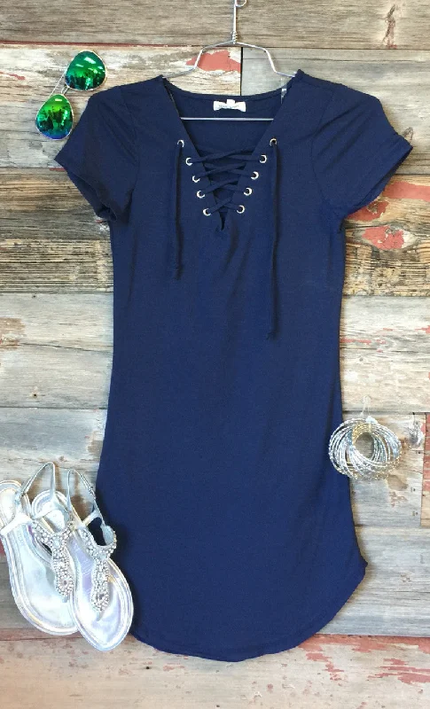 Fun in the Sun Tie Dress: Navy Tunics Bridal satin